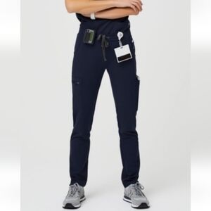 Figs Navy Yola With Yoga High Waisted Waistband Skinny Scrub Pants Sz XS NEW
